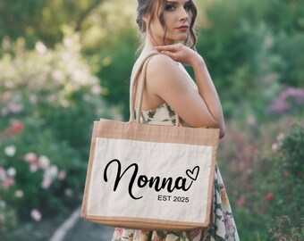 Custom Nonna Jute Bag, Nonna Jute Bag, Personalized Nonna Bag, Mama Jute Bag, Gift for Nonna, Mothers Day Gift, Nonna Est 2025 Bag