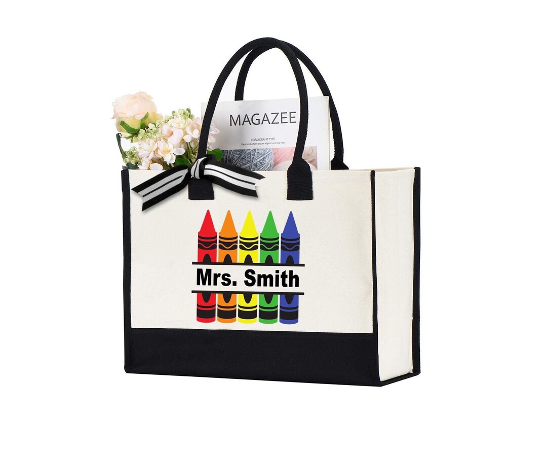Customized Teacher Tote Bag, Teacher Gift Bag, Custom Name Teacher Bag ...