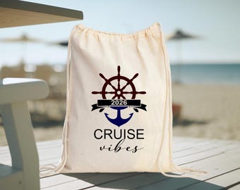 Mochila de crucero, mochila con cordón para crucero, bolsa Cruise Vibes 2025, bolsa con cordón para vacaciones en crucero, bolsa para despedida de soltera, bolsa de regalo para crucero