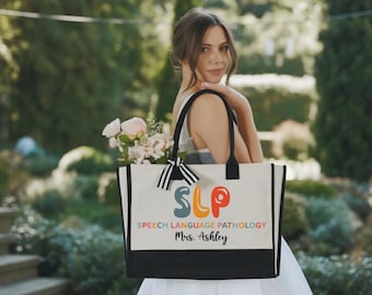 Personalized SLP Tote Bag, Speech Language Pathology Weekender Bag, SLP Tote, Speech Therapy Bag, SLP Work Bag, Speech Gift
