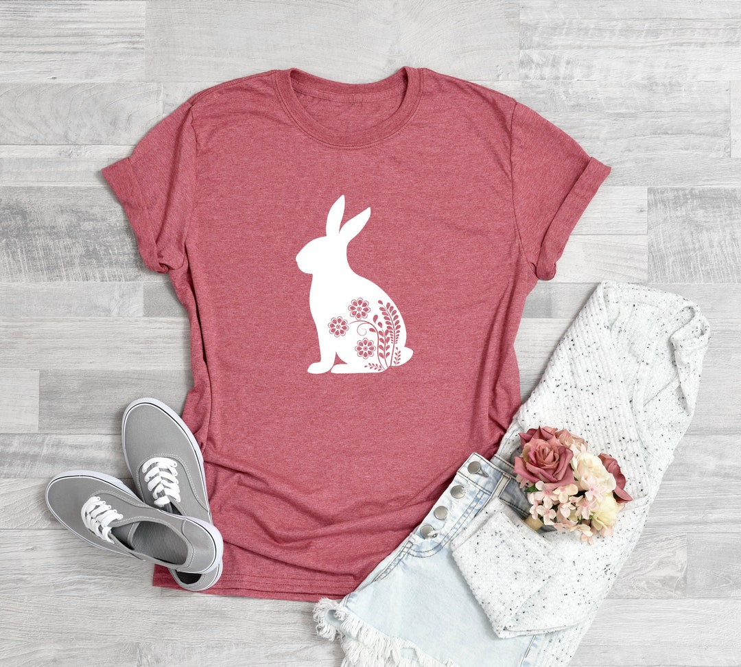 Floral Rabbit Shirt, Bunny Shirt, Easter Shirt, Nature Lover, Rabbit T ...
