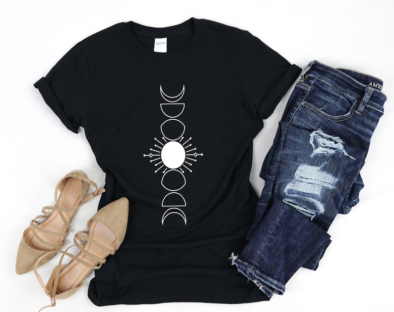 Moon Phases Shirt Moon Shirt Unisex V-Neck Moon Phases Moon Phases TShirt Long Sleeve Shirts
