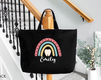 Custom Name Dentist Tote Bag, Gift for Dentist, Dentist Bag, Dentist Work Bag, Dental Hygienist Tote Bag, ,  Dental Assistant Tote Bag