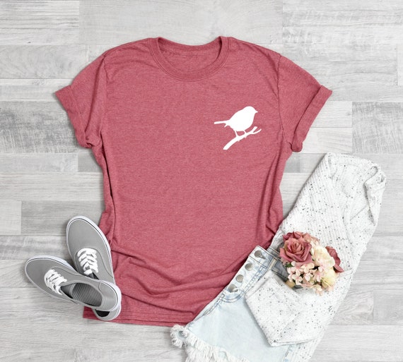 Cute Bird Shirt, Bird On a Branch, Bird Lover Tee, Bird Lover Shirt, Bird Silhouette Tee, Bird T Shirt, Gift for Mom, Mother Day Gift
