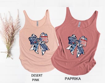 4th Of July Tank Top, 4th of July T-Shirt, Coquette American Flag Tank Top, Freedom Tank Top, Independence Day Gift, Patriotic Tank Top