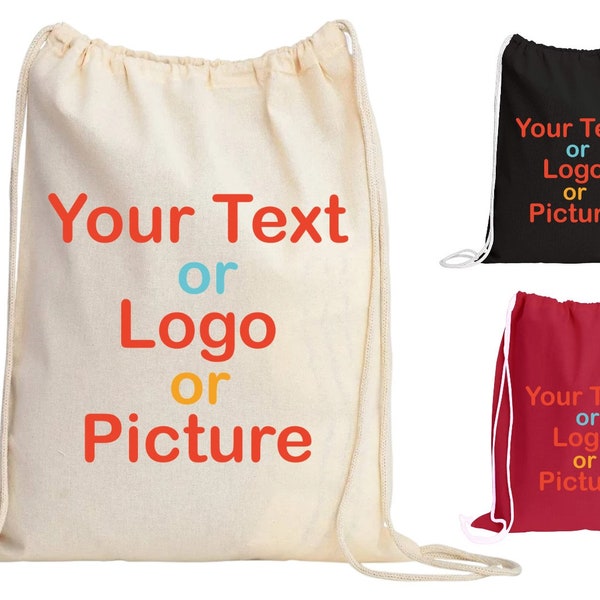 Custom Drawstring Back Bag, Personalised Drawstring Bags, Custom Text  Drawstring Bag, Drawstring Bag for School, Drawstring Bag for Wedding