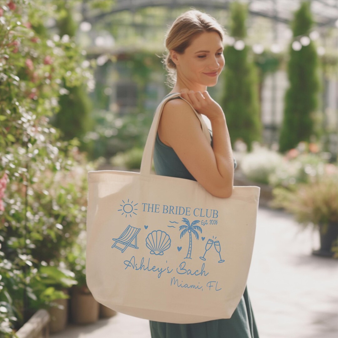 Custom Beach Bachelorette Tote Bag, Bride Club Gift - Etsy