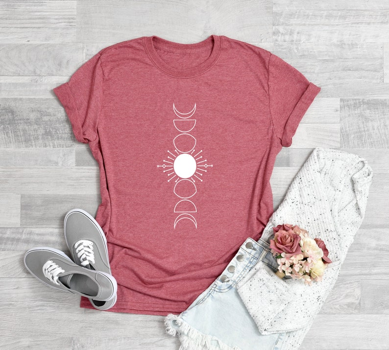 Moon Phases Shirt Moon Shirt Unisex V-Neck Moon Phases Moon Phases TShirt Long Sleeve Shirts