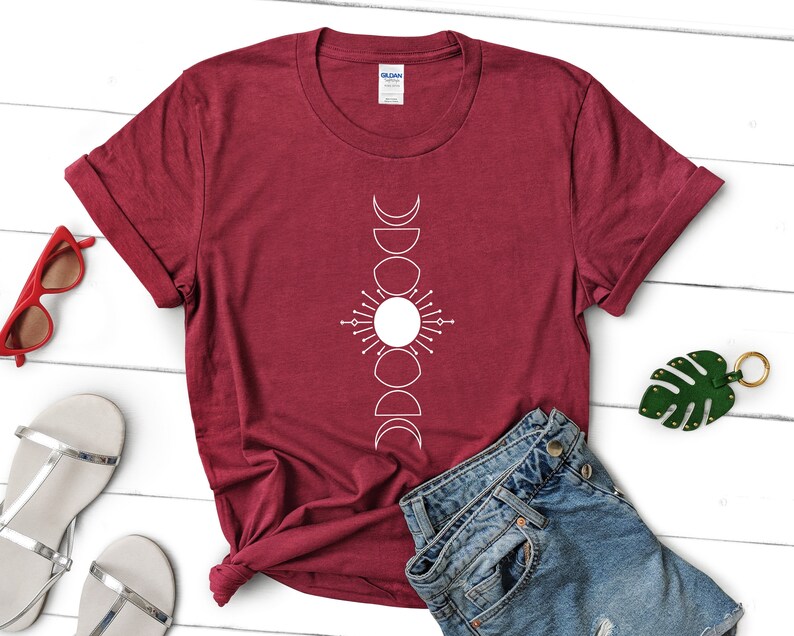 Moon Phases Shirt Moon Shirt Unisex V-Neck Moon Phases Moon Phases TShirt Long Sleeve Shirts