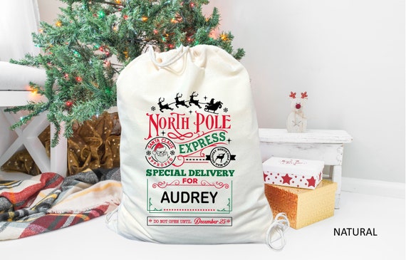 Personalized Santa Sack, Custom Santa Sack, North Pole Post Office Special Delivery Sack, Christmas Gift Bag, Santa Delivery Bag for Kids