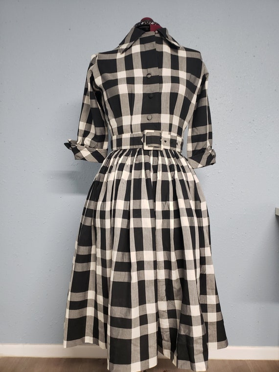 1950s Buffalo Plaid Vintage Rockabilly Swing Dress