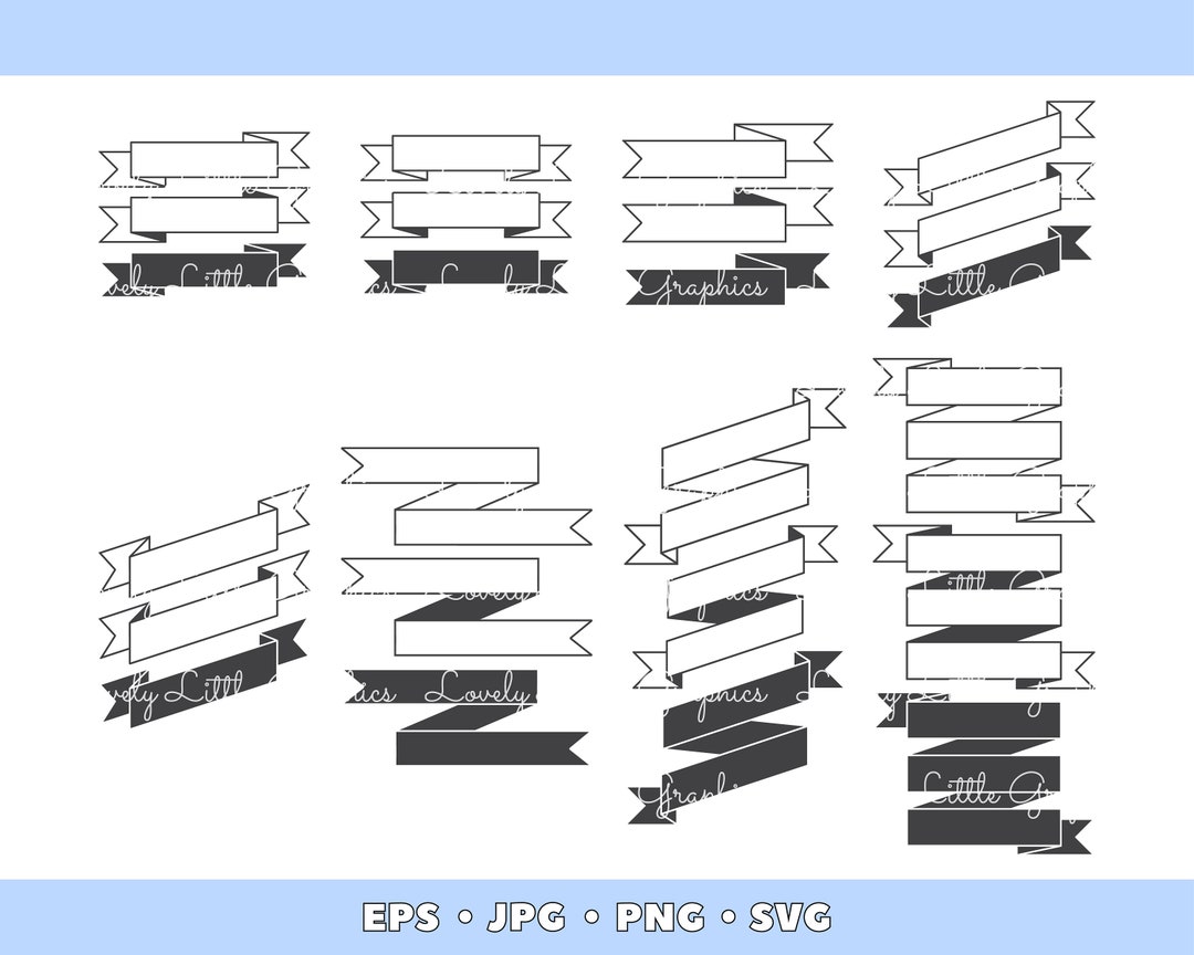 Straight Ribbon Design Elements, Ribbon Graphics, Multiple Line Ribbons ...