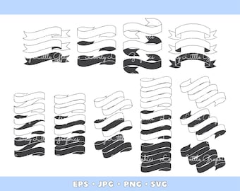 Wavy Ribbon Design Elements, Ribbon Graphics, Multiple Line Ribbons, Ribbon Embellishments, Ribbon Clip Art Designs - COMMERCIAL USE