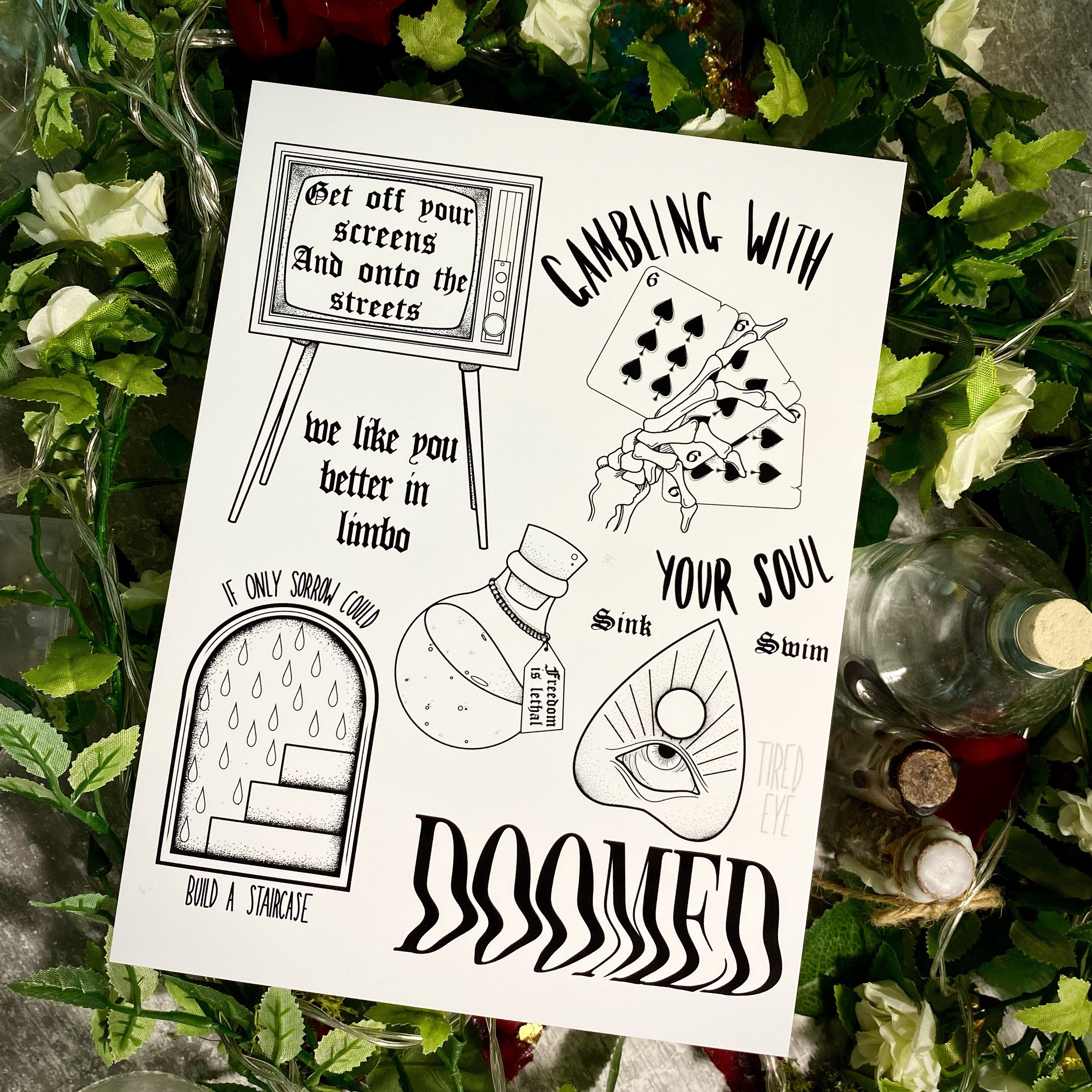 Bring Me the Horizon Tattoo Flash Sheet A5 Print - Etsy Bring Me the Horizon Tattoo Flash Sheet A5 Print - Etsy