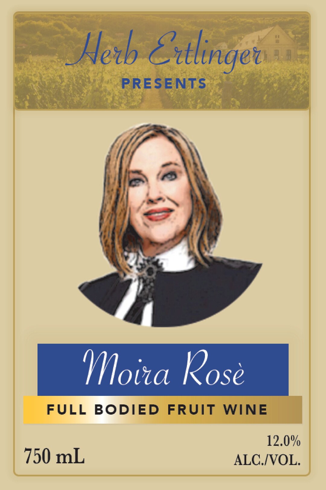 Herb Ertlinger Wine Label, Moira Rose, Schitt's Creek, Wine Label