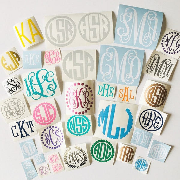 Vinyl Monogram Decal Sticker | Many sizes, colors, and styles! Car Monogram Yeti Decal Cell Phone Monogram Laptop Monogram