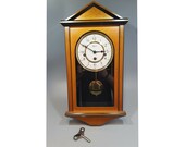 Vintage Hermle Brass And Wooden Case. Westminster Chime. German Made, 8 Day Movement Wall Clock Key