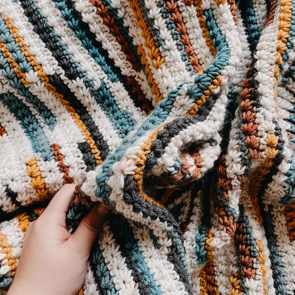 CROCHET PATTERN - Modern Stripes Baby Blanket