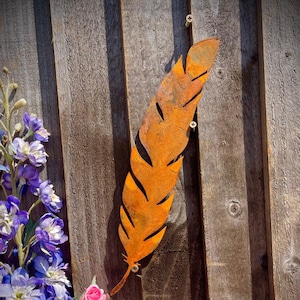 Feather Rustic Rusty Garden Art Yard Art Present Gift Idea