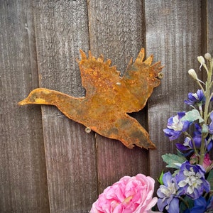 Flying Duck Mallard Puddle Pond Shooting Wild Rustic Rusty Garden Art Yard Art Present Gift Idea