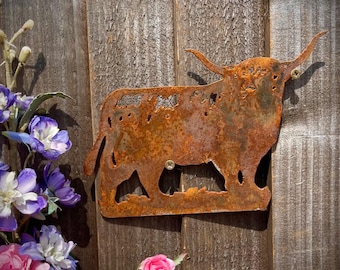 Highland Cow Cattle Moo Farm Wildlife Rustic Rusty Garden Art Yard Art Present Idea regalo