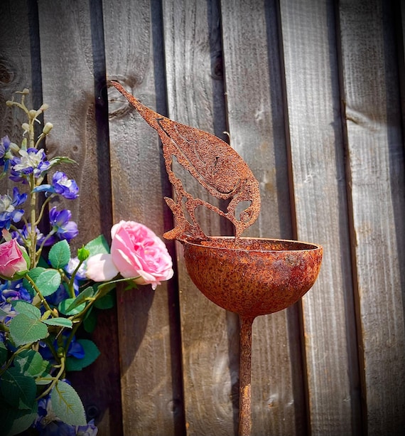 Rain Catcher Bird Bowl Water Catcher Bird Bath Rustic Rusty Etsy Australia