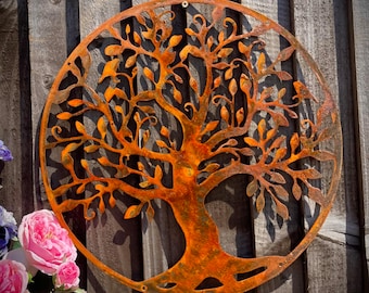 Tree of Life Sign Rustic Rusty Garden Art Yard Art Present Gift Idea