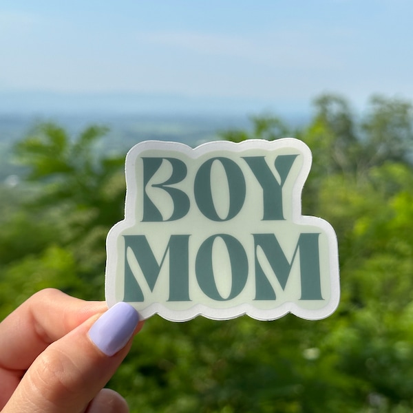 Boy Mom CLEAR Vinyl Sticker | Waterproof & Weatherproof | Laptop Decal | Water Bottle Sticker