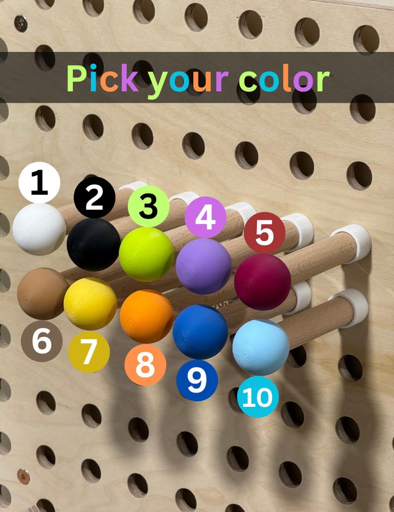 Color Ball Pegboard Pegs – Wooden Hooks for Thepeggywall Panels - Etsy