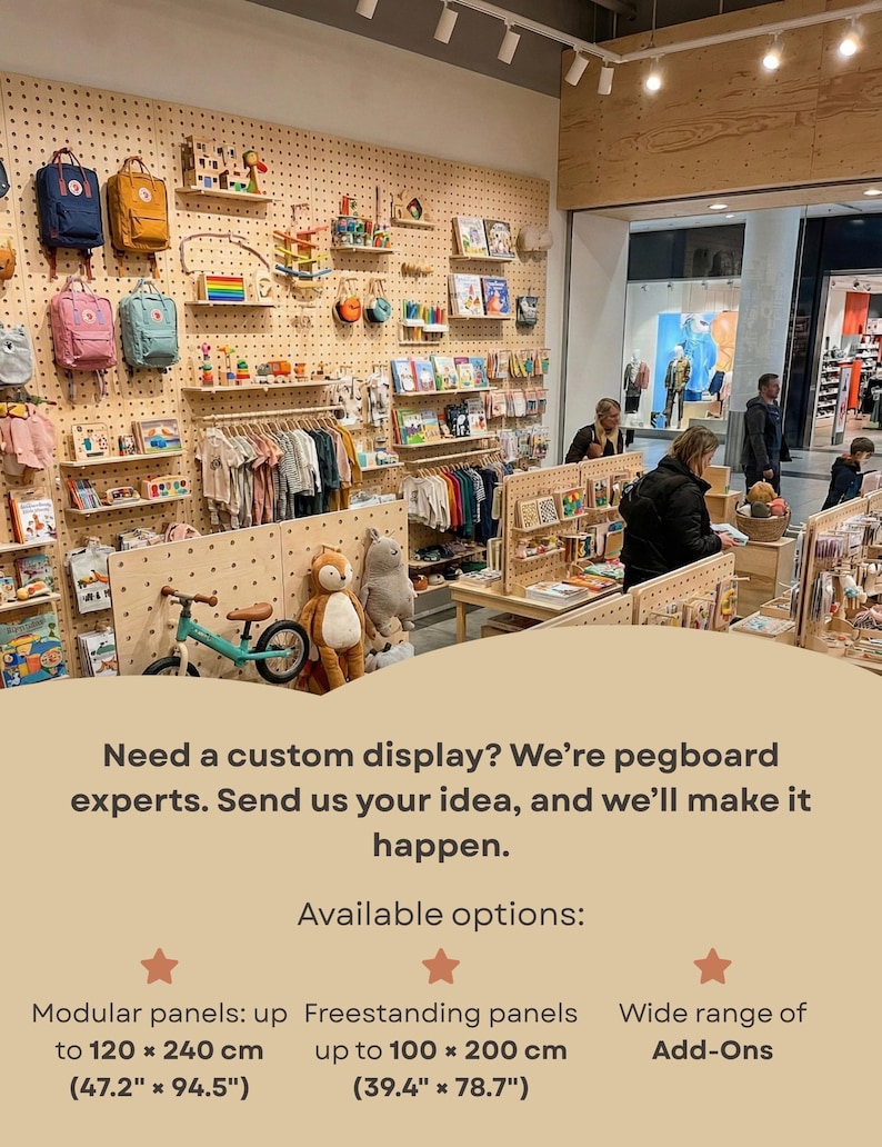 Retail Pegboard Display Wall - Modular Wooden Display System for Shops & Boutiques image 6