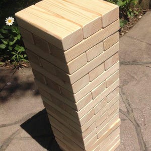 Giant Tumble Tower Game – 54 Wood Blocks 7.87x2.76x1.77in – Outdoor Yard Lawn Fun – Wedding Party Jumbo Stacking – Handmade in Europe