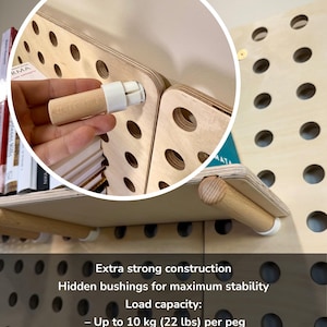 Wheeled Freestanding Wooden Pegboard Display Stand | Market Booth Retail Rack image 3