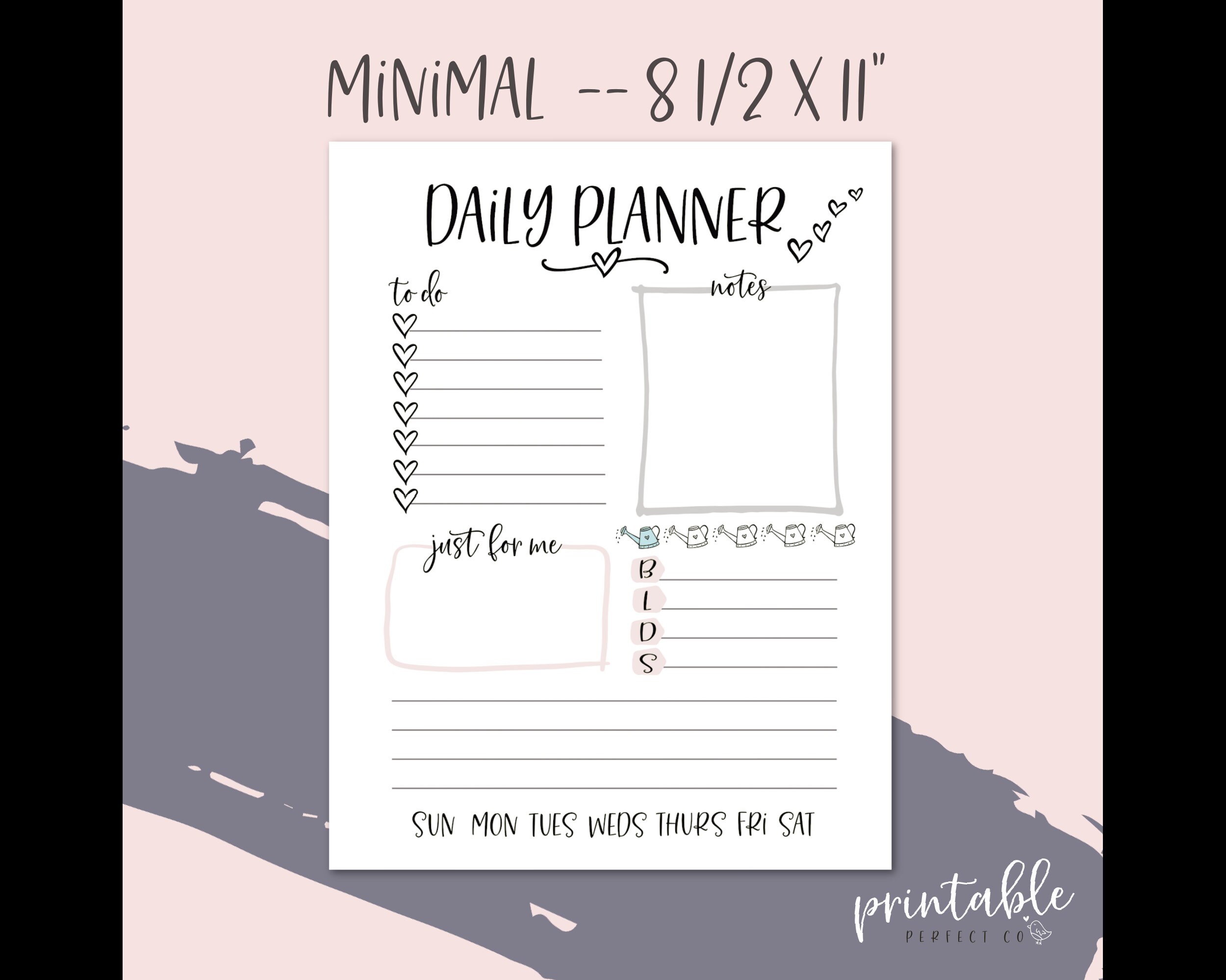 pretty printable daily planner pretty daily planner minimal etsy