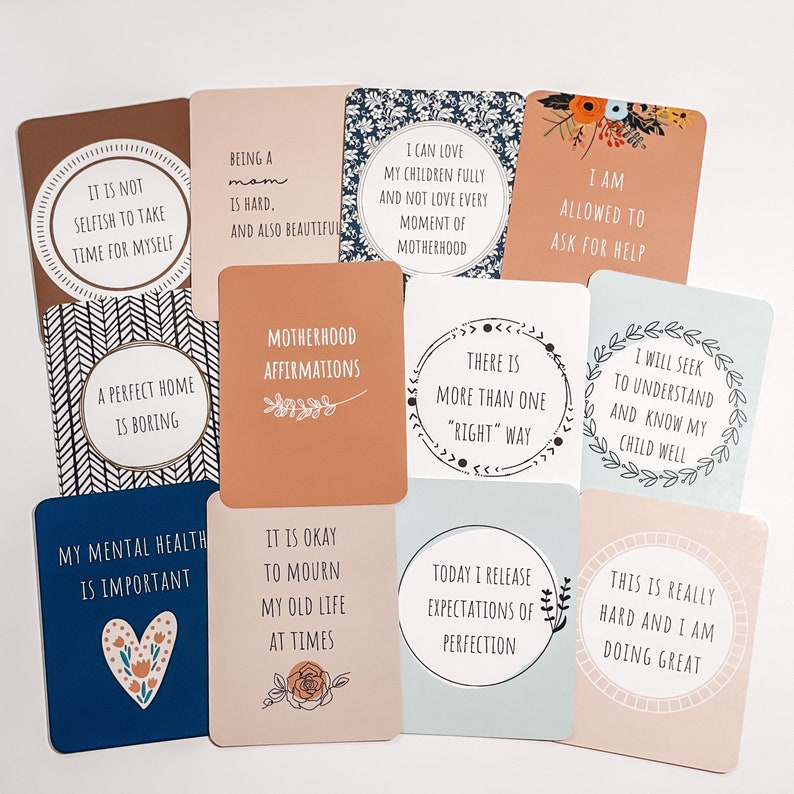 Motherhood Affirmation Cards Set. Mindfulness gift for seasoned, new, and expecting moms to practice meditation. image 4