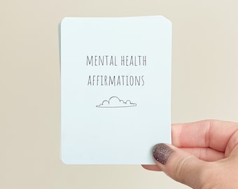 Ensemble de cartes d'affirmation de santé mentale. Cadeau de pleine conscience pour pratiquer des méditations pour soulager le stress, la dépression et l'anxiété.