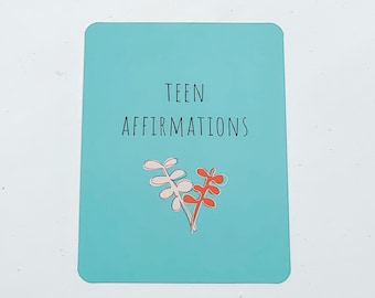 Positive Affirmation Cards Set for Teens. Mindfulness gift for teens to practice meditation and affirm truths. Bright Color Set.