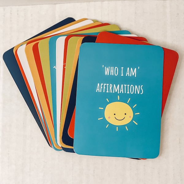 Kids Positive Affirmation Cards Set. Mindfulness gift for children to practice meditation and affirm truths.