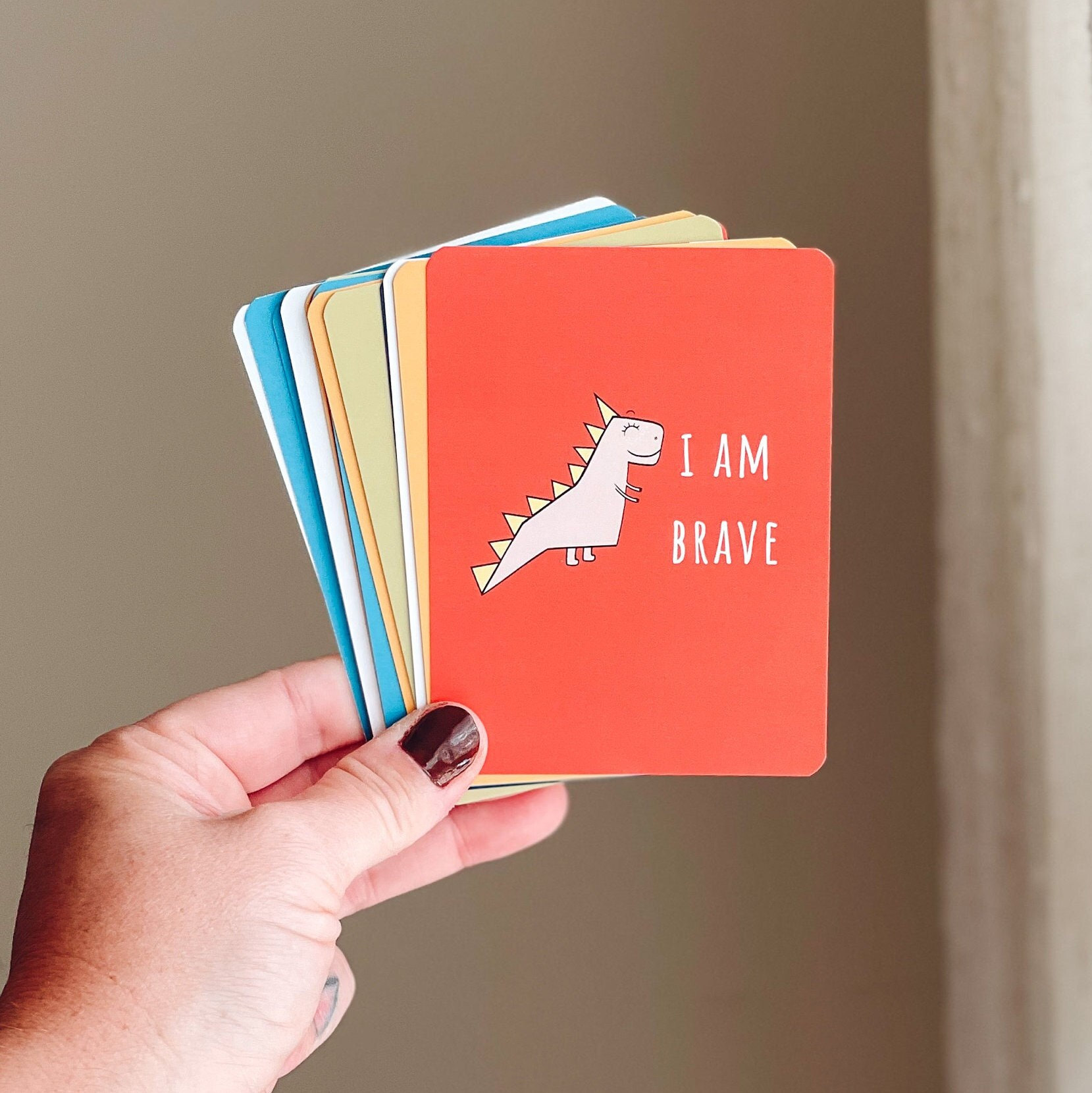 Kids Positive Affirmation Cards Set. Mindfulness gift for children to practice meditation and affirm truths.