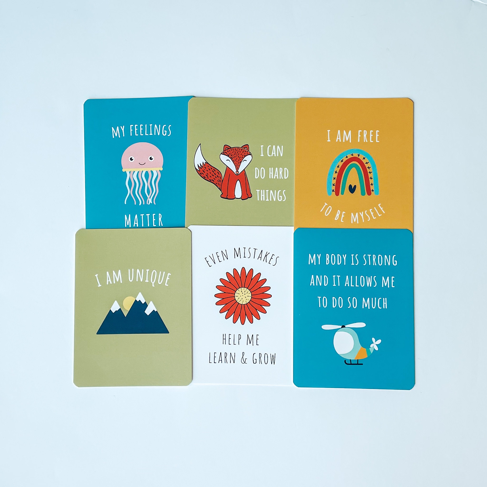 Kids Positive Affirmation Cards Set. Mindfulness gift for children to practice meditation and affirm truths.