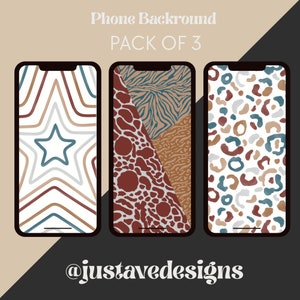 Aesthetic Wallpaper Set of Three, Star pattern, Animal pattern, cheetah pattern wallpaper