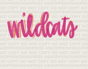 Preppy Wildcats PNG: Hand Lettered Mascot Design (Digital Download