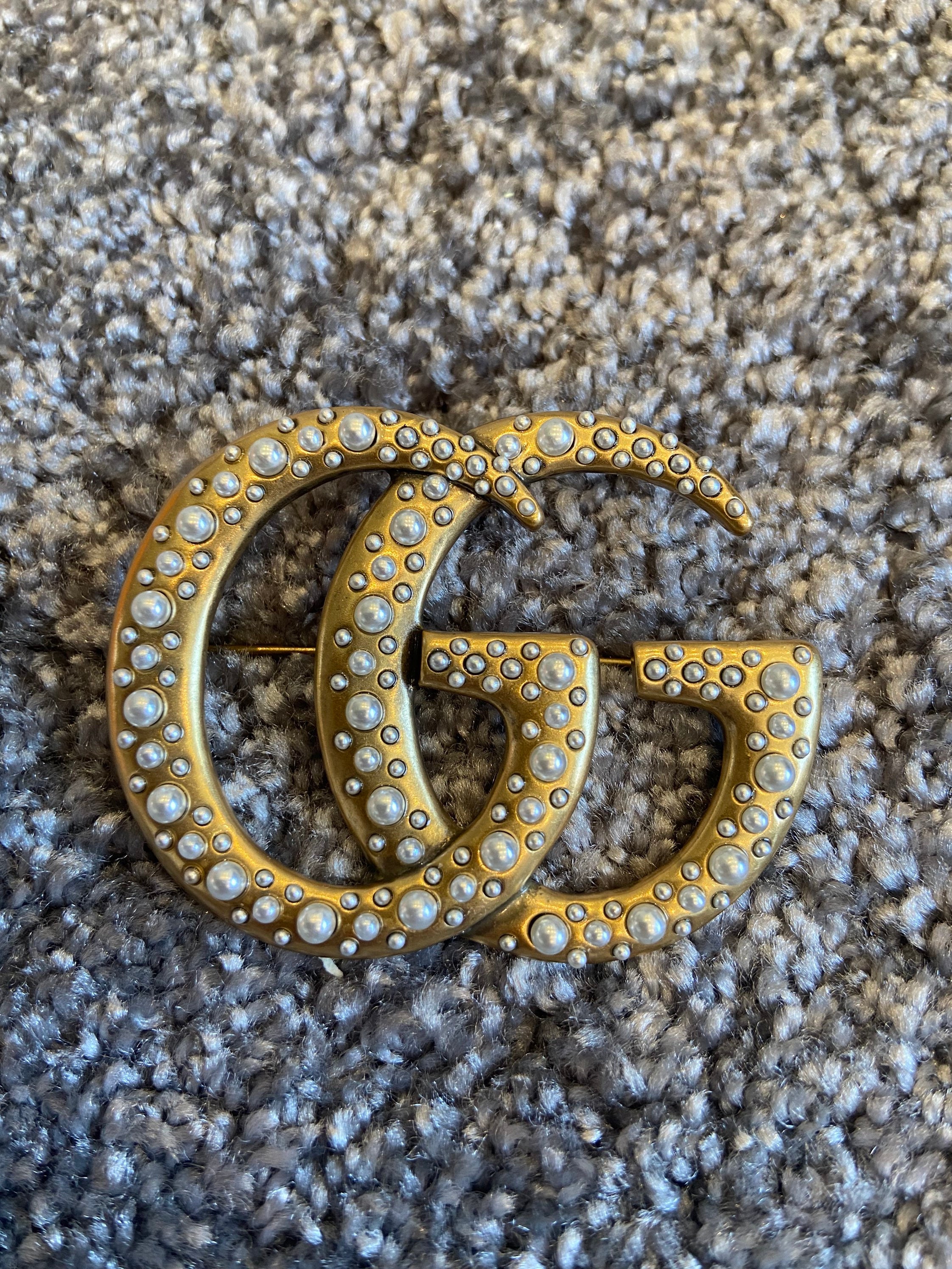 Large classic original Gucci faux Pearl brooch Etsy