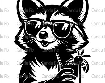 Waschbär-Svg, Sonnenbrillen-Svg, Waschbär-Png, Sonnenbrille Png, Waschbär-Dxf, Sonnenbrille Dxf, Urlaub Png, Urlaub Svg, Silhouette, Urlaub Svg