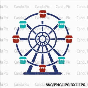 Ferris Wheel Svg, Amusement Svg, Ferris Wheel Png, Amusement Png, Svg Files For Cricut, Cutfile, Cricut, Png Eps Jpg Dxf, Carnival Svg, Blue