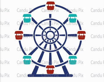 Ferris Wheel Svg, Amusement Svg, Ferris Wheel Png, Amusement Png, Svg Files For Cricut, Cutfile, Cricut, Png Eps Jpg Dxf, Carnival Svg, Blue