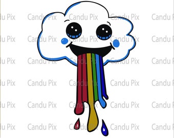 Rainbow Svg, Rainbow Png, Eps, Dxf, Jpg, Vector Cute Rainbow Cut By Color Clipart