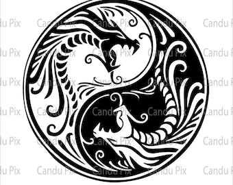 Yin Yang Svg, Png, Eps, Jpg, Dxf, Chinês Yin Yang Svg, Dragão Yin Yang Svg, Yin Yang Japonês SVG, Yin Yang Cricut, Uso Comercial Gratuito