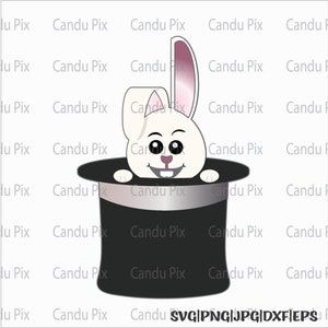 Lapin SVG, Chapeau de magicien SVG, Lapin Png, Chapeau de magicien Png, Fichiers SVG pour Cricut, Cutfile, Magic SVG, Chapeau de lapin SVG, Chapeau de lapin SVG, Noir