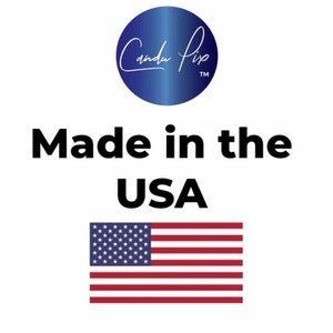 May include: Made in the USA text with an American flag graphic. The text is in black and the flag is red, white, and blue.