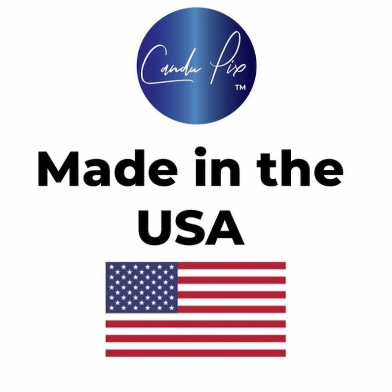 May include: Made in the USA text with an American flag graphic. The text is in black and the flag is red, white, and blue.